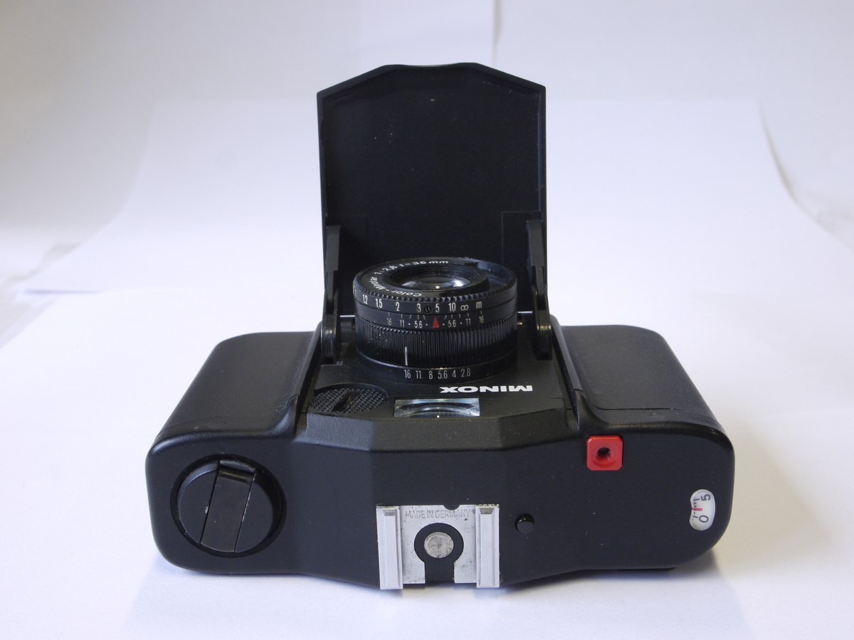 mwclassiccameras-20220930-16 Minox 35EL 35mm folding camera with 35mm f2.8 Color-Minotar lens + wrist strap & makers ER case