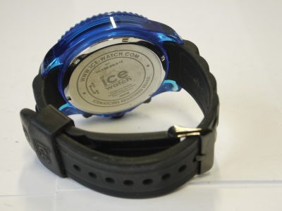 Ice Watch Gents mechanical Wrist Watch black face with blue highlights & black plastic wrist strap