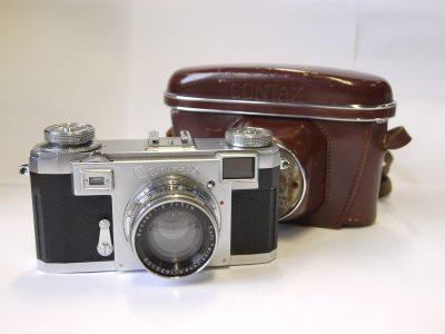 Zeiss Ikon Contax IIa with coloured shutter speed dial + Carl Zeiss Jena 5cm f2 Sonnar & ER case with strap