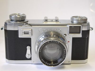 Zeiss Ikon Contax IIa with coloured shutter speed dial + Carl Zeiss Jena 5cm f2 Sonnar & ER case with strap