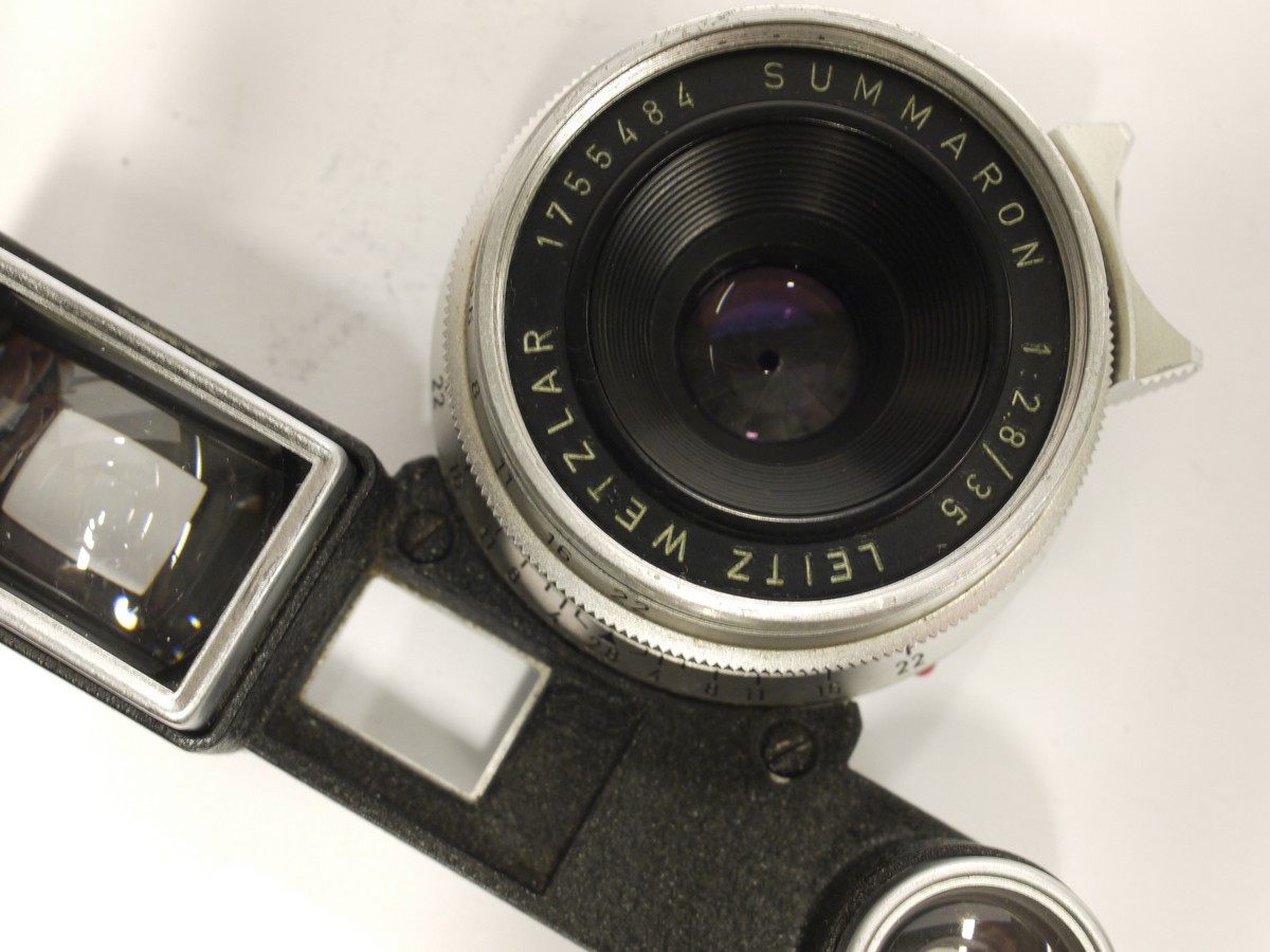mwclassiccameras-20230113-455 Leitz Wetzlar 35mm f2.8 Summaron-M (No.1755484) with Spectacle finder (goggles) + makers caps