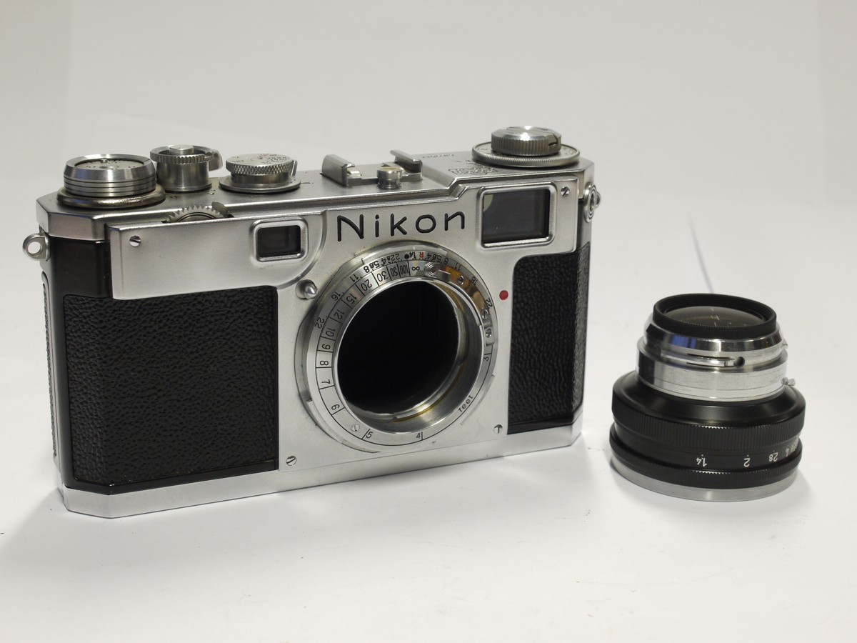 mwclassiccameras-20230120-387 Nikon S2 chrome (No.6169547) + 5cm f1.4 Nikkor-S.C BLACK lens with black front face (No.376005), front cap & Nikon ER case with strap