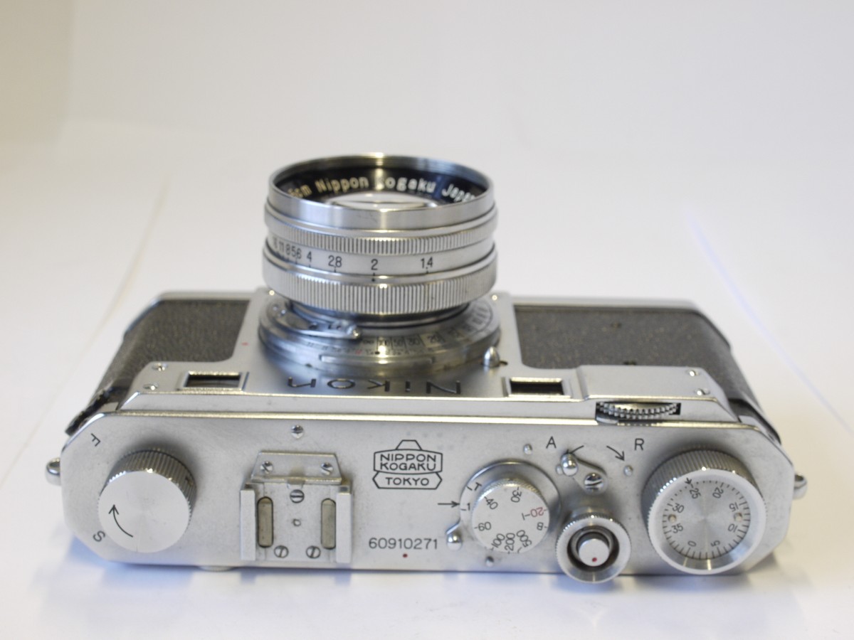 mwclassiccameras-20230120-80 Nikon S chrome (No.60910271) + 5cm f1.4 Nikkor-S.C chrome lens with black front face (No.324579), Nikon black front cap, Nikon ER case with strap, Original Instructions & Nikon Blue felt covered box