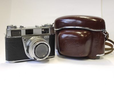 Kodak Retina IIIS 35mm selenium metered coupled rangefinder camera with two brght-line finder frames + 50mm f2.8 Retina-Xenar interchangeable lens, Kodakclear filter & makers ER case with strap