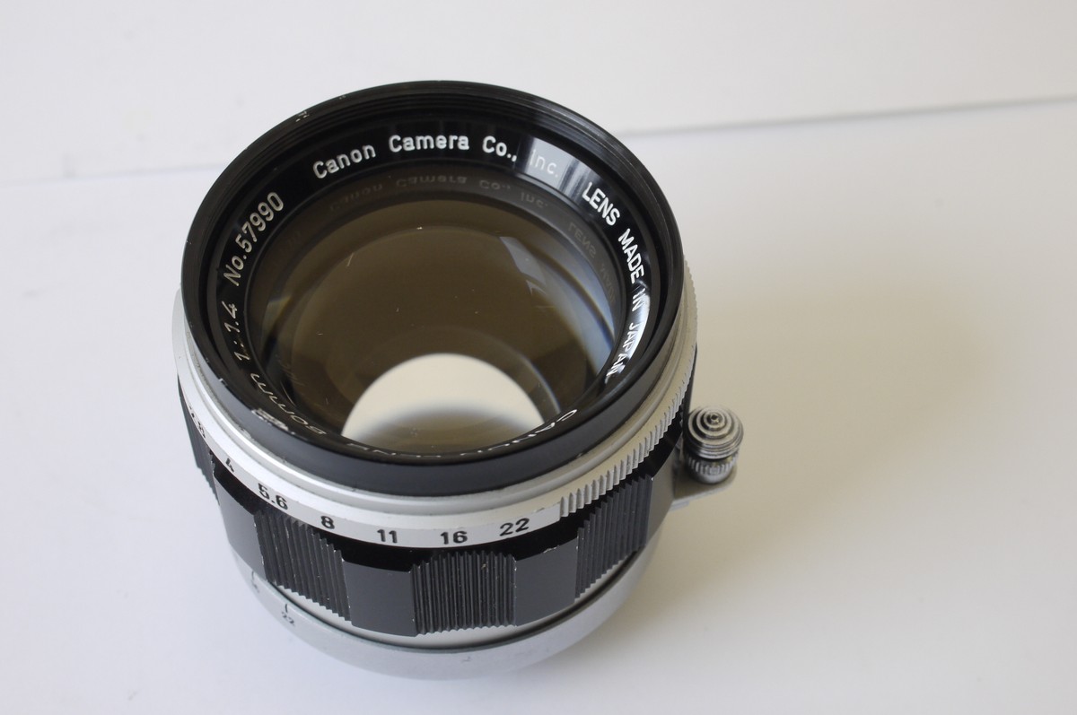 Canon 50mm f1.4 black & chrome L39 rangefinder coupled lens +