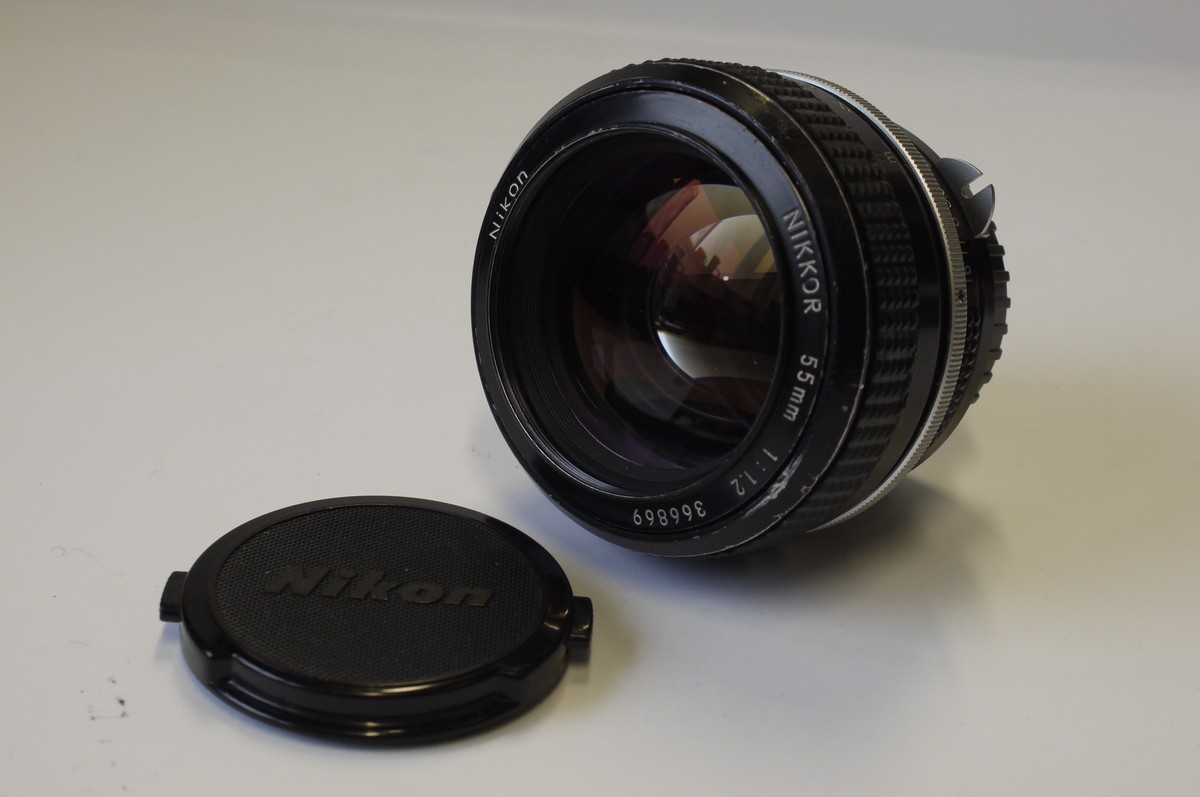 mwclassiccameras-20230331-25 Nikon 55mm f1.2 Nikkor manual focus PRE AI mount lens + Nikon caps