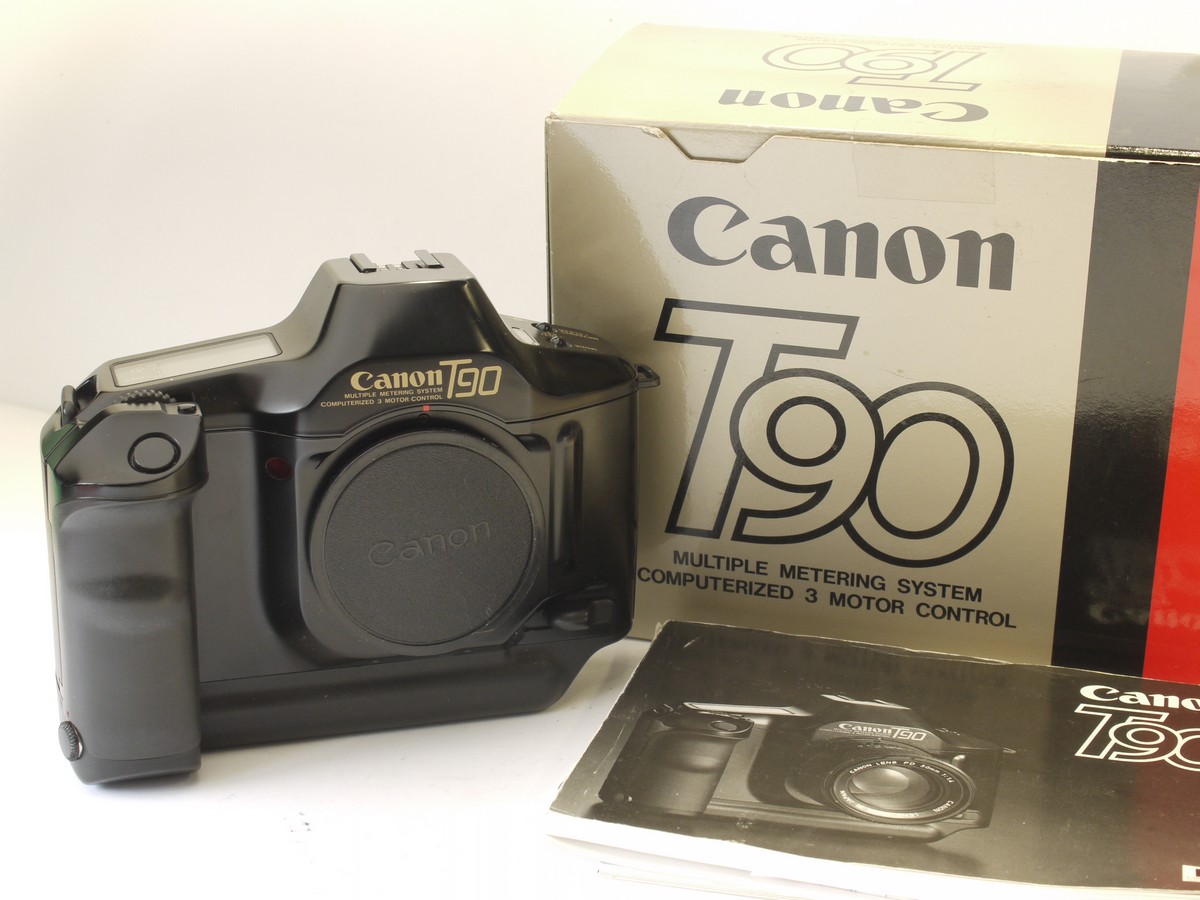 mwclassiccameras-20230414-237 Canon T90 35mm SLR body, January 1986, with Canon body cap, Instructions & Canon box with packaging