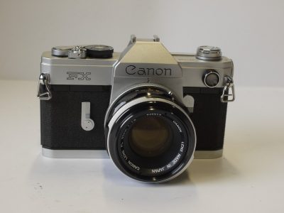 Canon FX 35mm SLR, CDS metered, April 1964 + Canon 50mm f1.8 FL breechlock mount lens