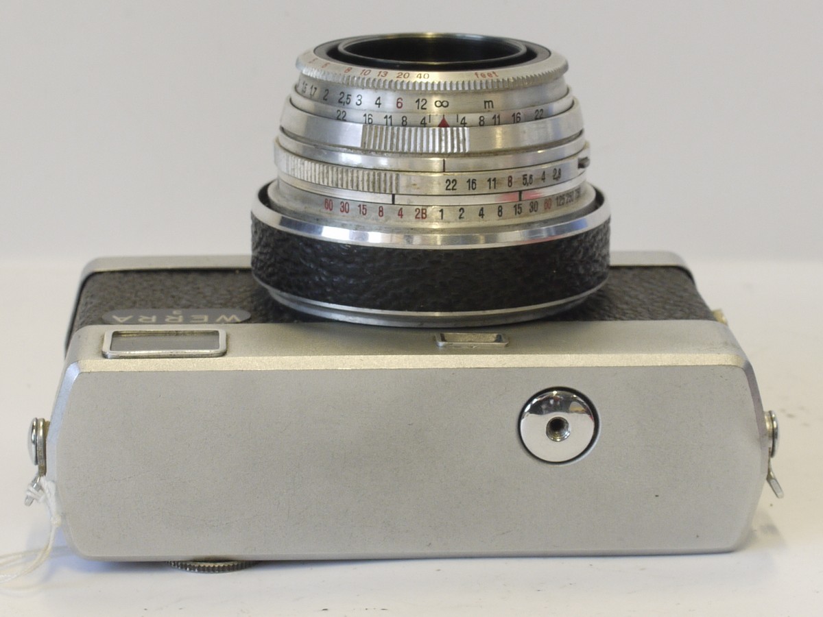 mwclassiccameras-20230420-122 Werra 3 Black & chrome 35mm coupled rangefinder camera with 50mm f2.8 Tessar interchangeable lens + Instructions for Weerr 1-4 & brown leather ER case