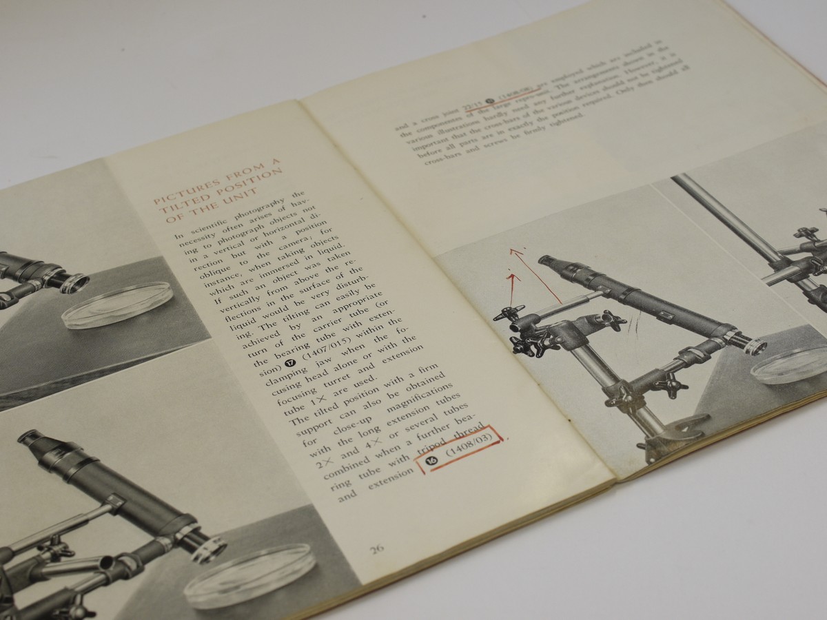 mwclassiccameras-20230428-279 Zeiss Ikon "The Reproduction Units for the Contax" Instructions book c1954. 36 pages in English