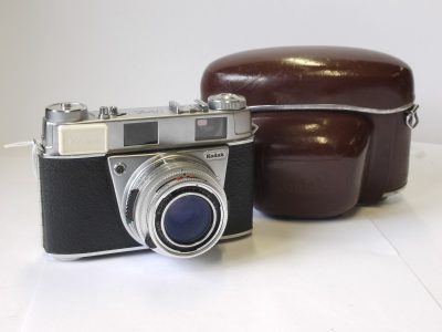 Kodak Retina IIIS 35mm coupled rangefinder selenium metered camera with two bright-line finder frames + 50mm f2.8 Retina-Xenar interchangeable focusing lens, with clear filter