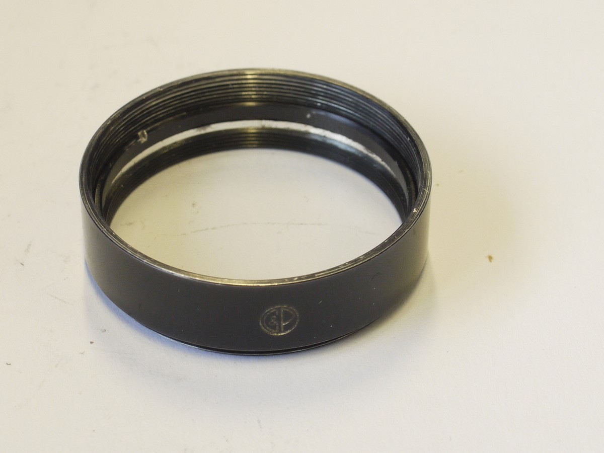 mwclassiccameras-20230602-231 Cooke & Perkins 34mm crew-in combined Lens hood/Clear filter. Can be used for the Leitz 50/2. Summar L39 lens. UNCOMMON