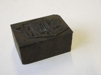 Wooden Block stamp, image of Bellows Plate camera. 145 x 30mm
