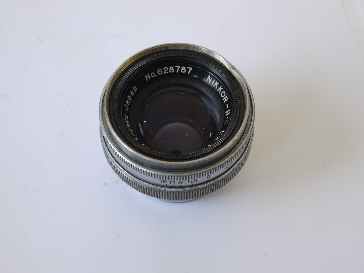 mwclassiccameras-20230609-218 Nikon 5cm f2 Nikkor-H.C all chrome lens for Nikon S rangefinder cameras