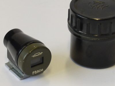 Russian/Soviet Rostov Romz 8.5cm Optical accessory shoe finder with Safari/Olive GREEN front + makers bakelite case. UNCOMMON VERSION