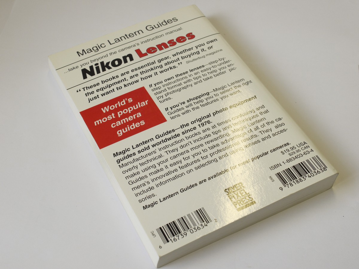 mwclassiccameras-20230721-160 Nikon Lenses, book by B Moose Petersen c2000. Small softbound. 200 pages in English