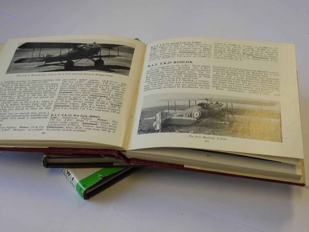 mwclassiccameras-20230811-104 Set of Three small books - "War Planes of the First World War - Fighters, Voliumes 1, 2 & 3 by J M Bruce c1965, 68 & 69. Hardback with dust covers