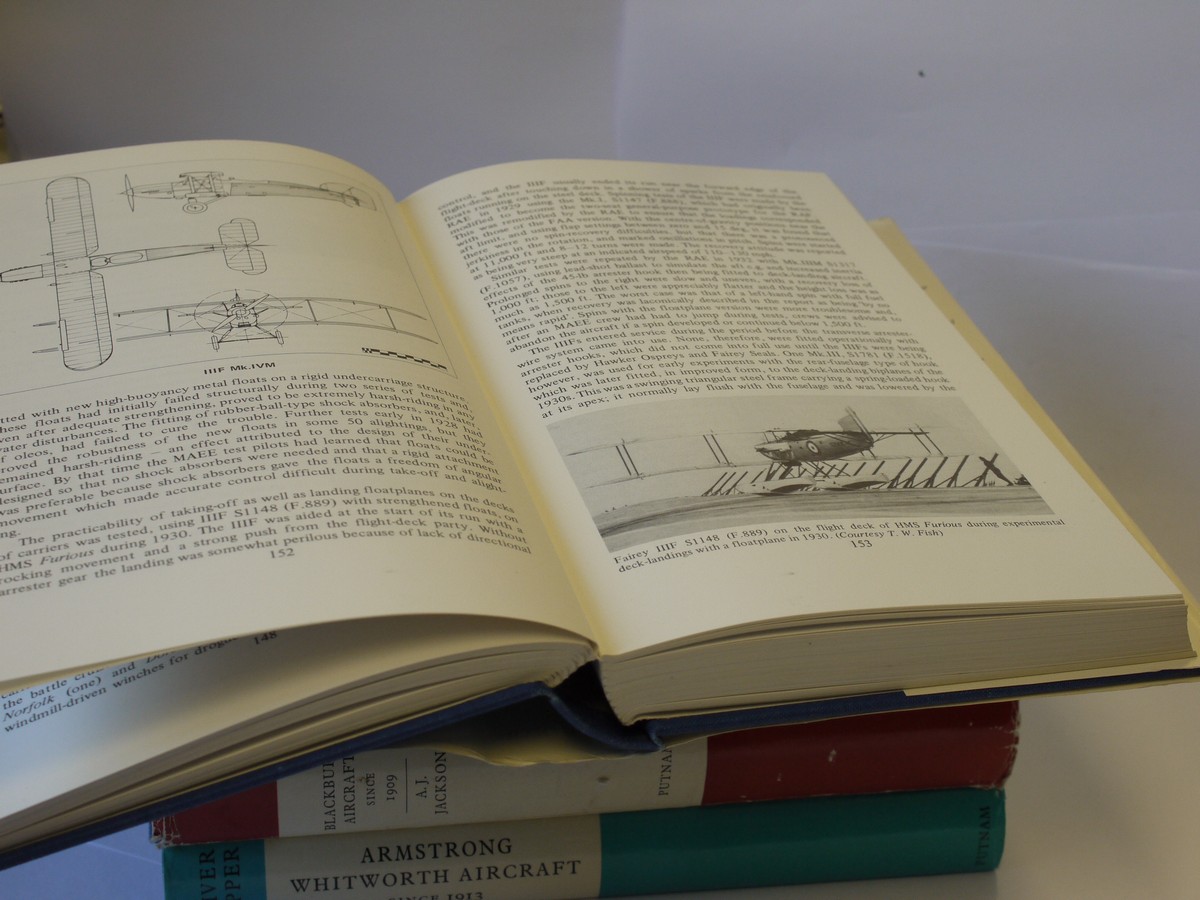 mwclassiccameras-20230811-111 Set of Four Putnam Publication books - "Fairey Aircraft since 1915", "Curtiss Aircraft 1907-1947", "Blackburn Aircraft since 1909" & "Armstrong Whitworth Aircraft since 1913" c1968-1979. All hardback with dust covers