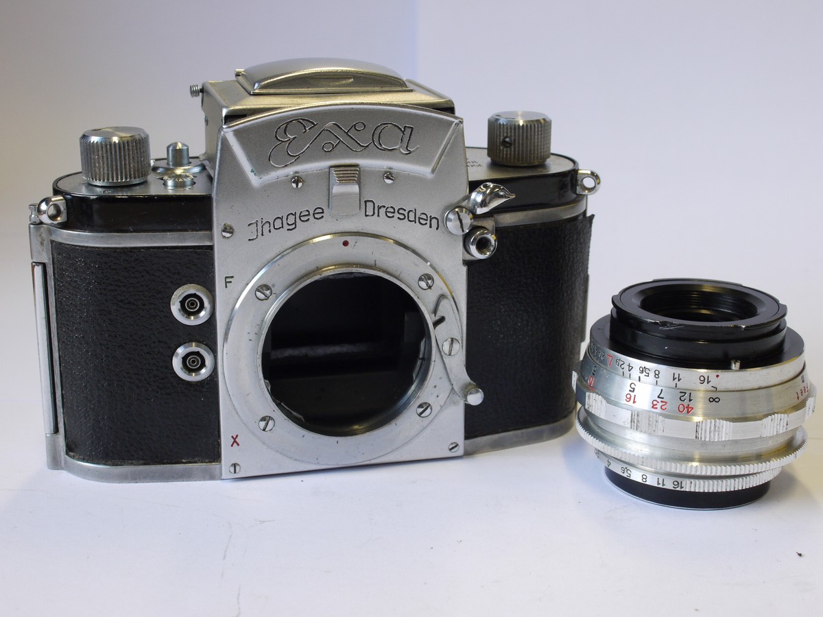 mwclassiccameras-20230818-148 Exa I 35mm SLR with waist-level finder + E Ludwig 50mm f2.8 Meritar
