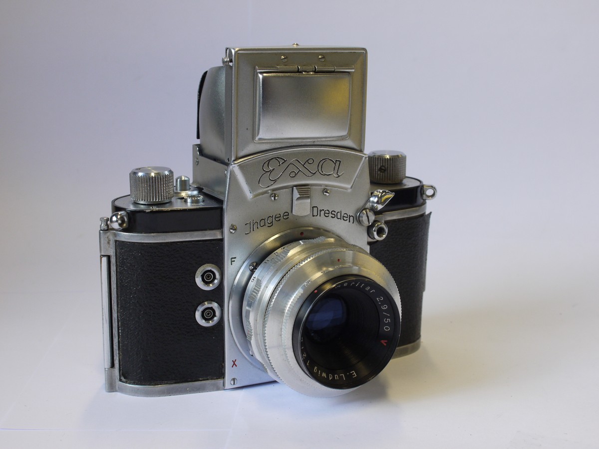 mwclassiccameras-20230818-149 Exa I 35mm SLR with waist-level finder + E Ludwig 50mm f2.8 Meritar