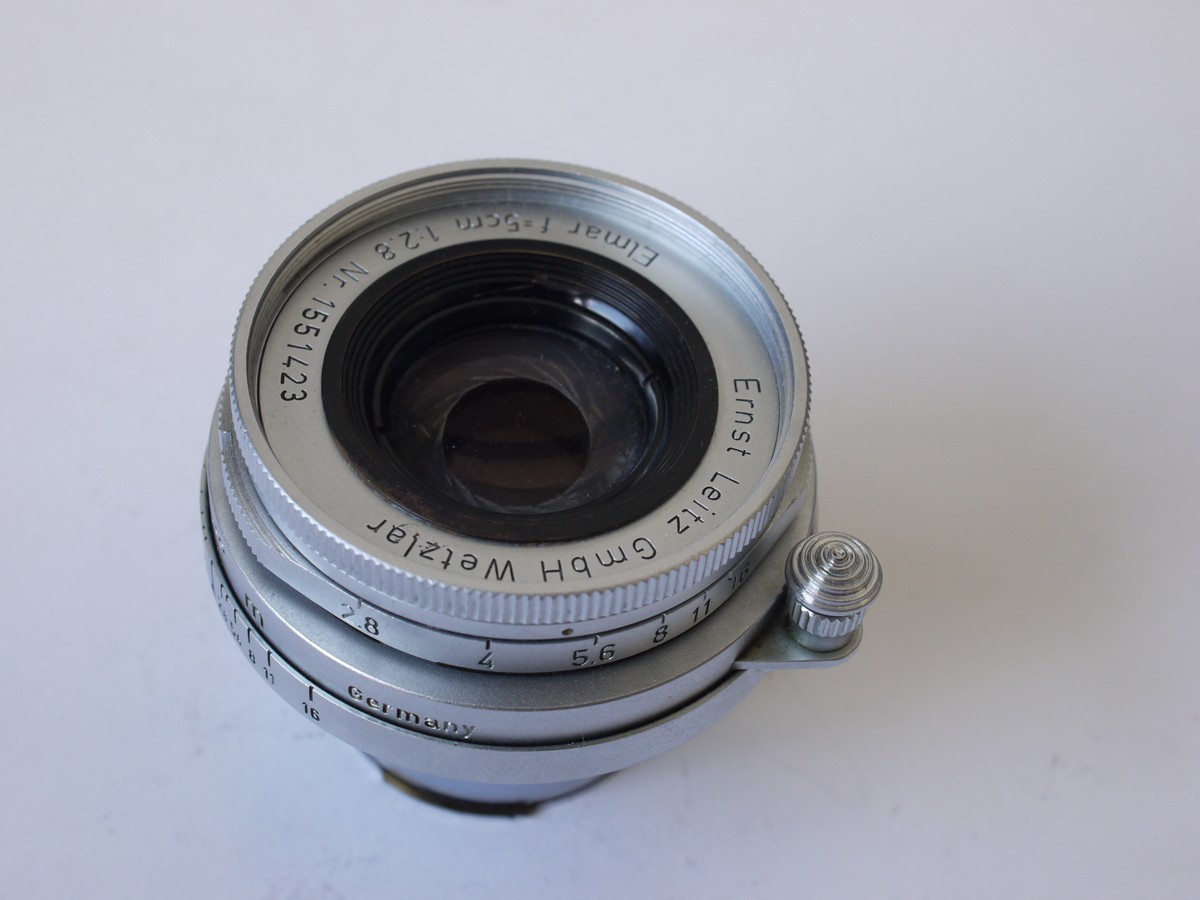mwclassiccameras-20230825-313 Leitz 5cm f2.8 Elmar-L39 coated chrome collapsible lens (No.1551423)