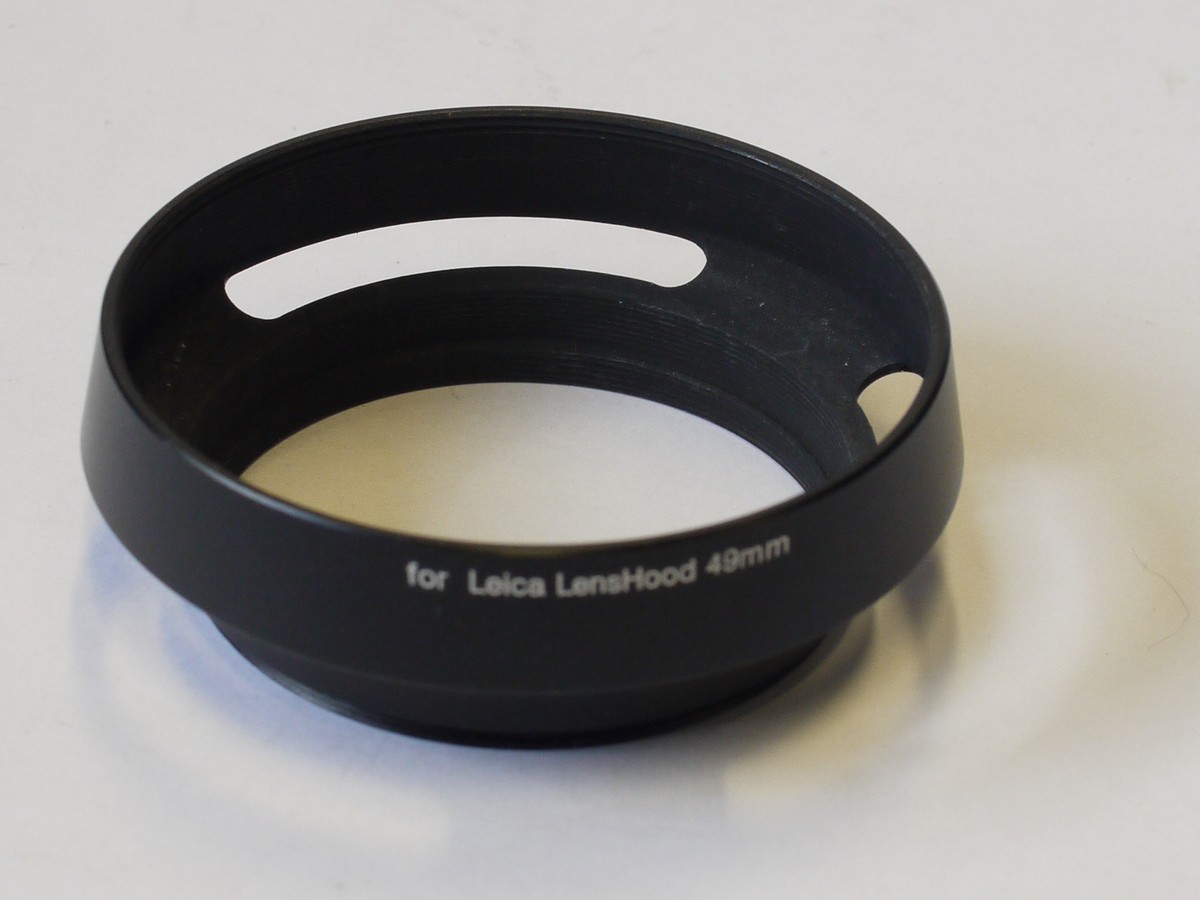 mwclassiccameras-20230825-85 Independent made 49mm screw-in metal lens hood "for Leica Lenshood", with vents