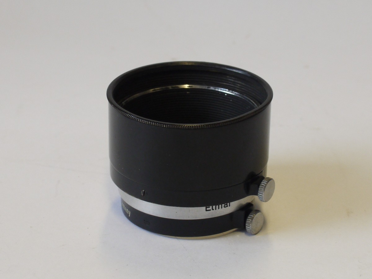 mwclassiccameras-20230825-91 Leitz A36 push-on Multi-Lens Hood, black & bright chrome, for 50-135mm lenses, with fixing screw (FIKUS)