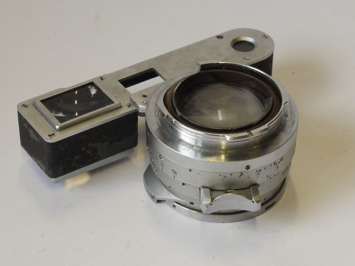 mwclassiccameras-20230901-91 Leitz Canada 35mm f1.4 Summilux-M chrome "Steel Rim" lens with M3 Spectacle finder/Goggles (No.1765472) C1960, RARE 1ST VERSION