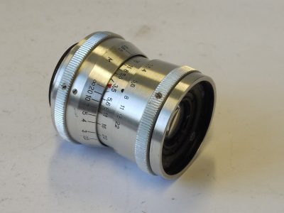 Russian/Soviet 50mm f3.5 Industar-50 rigid type lens, chrome, with 27mm rear thread mount