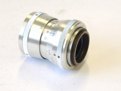 Russian/Soviet 50mm f3.5 Industar-50 rigid type lens, chrome, with 27mm rear thread mount