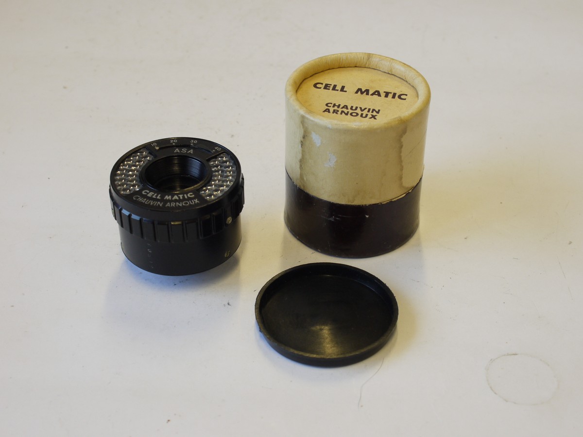 mwclassiccameras-20230915-163 Chauvin Arnoux Cellmatic selenium cell metered lens, in 8mm cine "D" mount + makers box