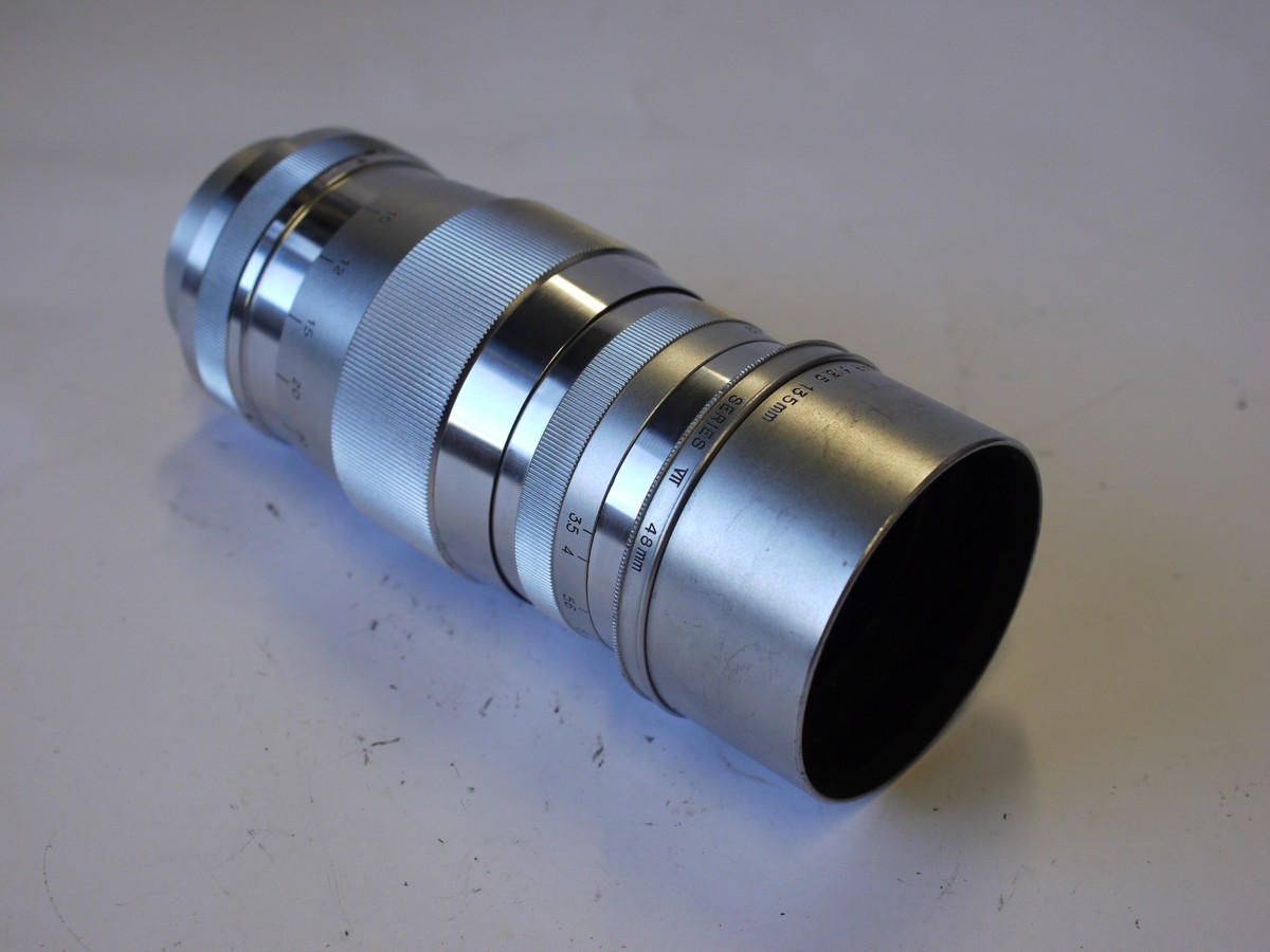 Canon 135mm f3.5 All chrome lens, L39 Rangefinder coupled, with