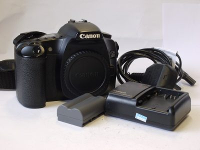 Canon EOS 30D SLR body, with Olympus neck strap, 2 x Batteries & charger