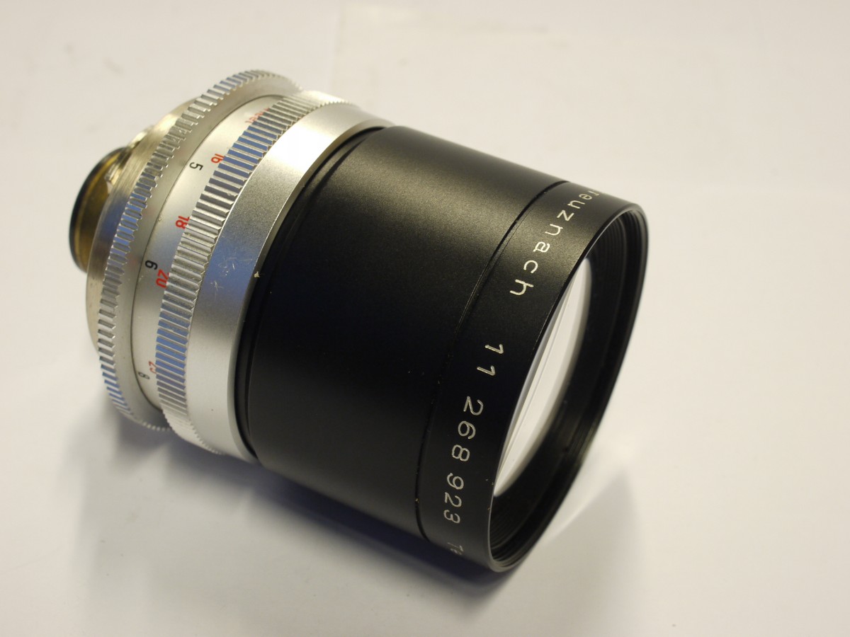 mwclassiccameras-20231103-508 Schneider 135mm f4 Tele-Xenar lens for Retina Reflex 3/4/S, short thin type, chrome & black + black lens hood & keeper case