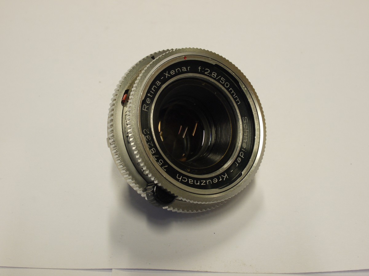 mwclassiccameras-20231103-513 Schneider 50mm f2.8 Xenar Deckel mount lens + Kodak Keepr case