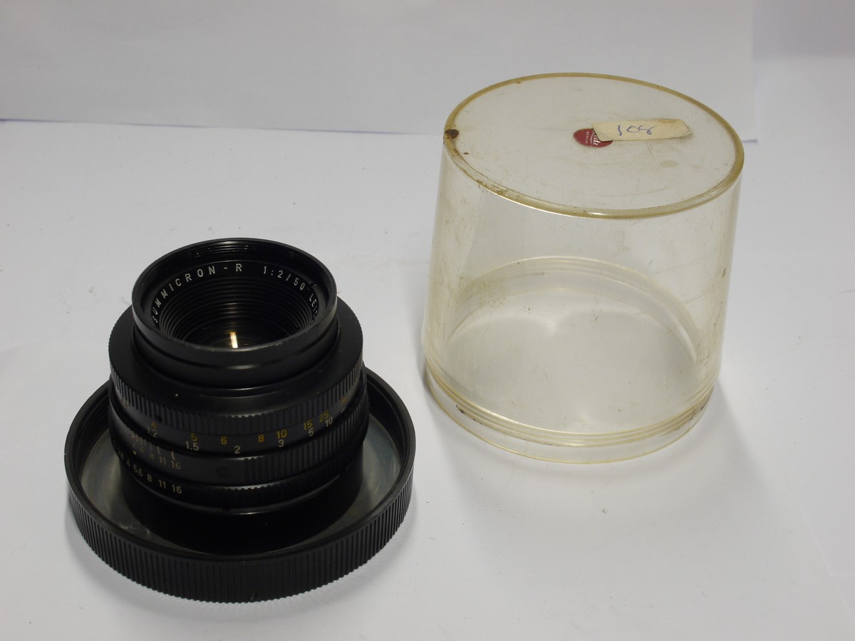 mwclassiccameras-20231110-351 Leitz Wetzlar 50mm f2 Summicron-R 2-cam (No.2230508) + Leitz keeper case