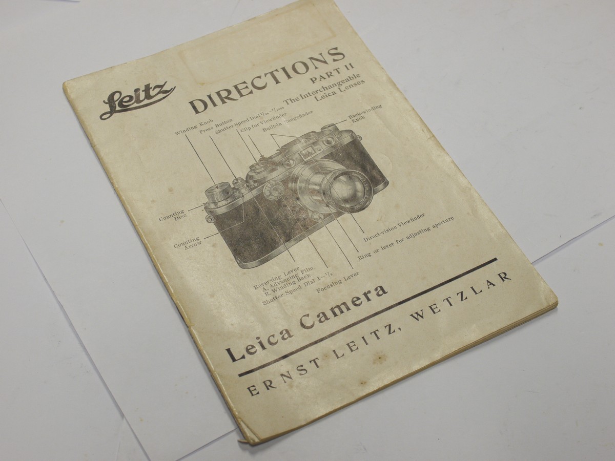mwclassiccameras-20231110-515 Leitz Directios, original instructions, part 1 (c1933) & part II (c1937), for the Leica II (Model D) Total of 60 pages in English