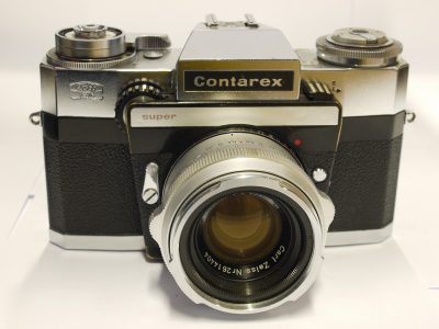 Zeiss Ikon Contarex Super Electronic, chrome + Carl Zeiss 50mm f2 Planar chrome lens. UNCOMMON