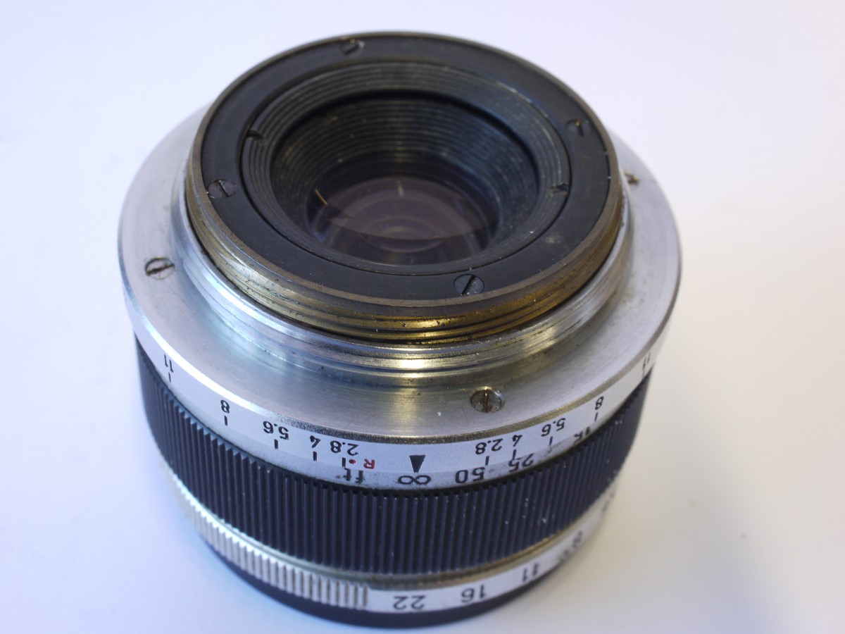 mwclassiccameras-20231124-163 Canon 35mm f2.8 black & chrome L39 Rangefinder coupled screw mount lens + Canon rear cap & front cap