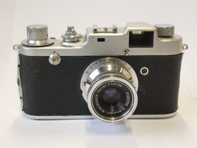 Sonne C4 Leica Copy (Gatto Cav Antonio), Early Version (No.804C), "Germany Patent" + Schneider 50mm f3.5 Xenar coated collapsible L39 RF coupled lens. UNCOMMON. Total producton 600-700