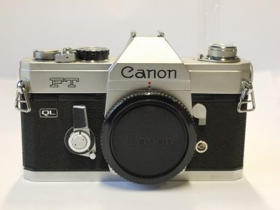 Canon FT QL 35mm SLR body, chrome, with body cap