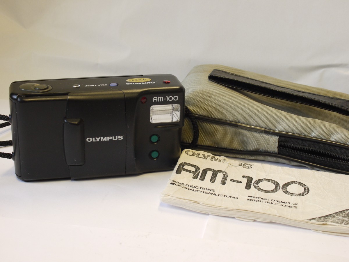 mwclassiccameras-20240112-43 Olympus AM-100 35mm Compact AF Point-&-Shoot camera with 35mm f3.5 Olympus lens + strap, instructions & pouch case