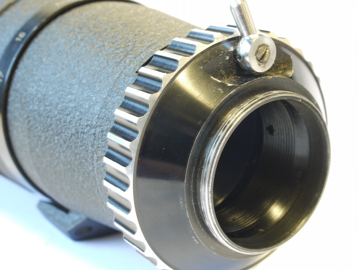 mwclassiccameras-20240119-206 Corfield 400mm f4.5 Tele-Lumax lens, made in West Germany, in M42 screw mount + caps. Lens mount rotates & locks in place. RARE, only a few made