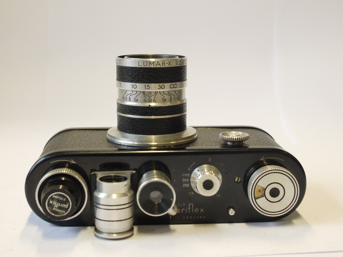 mwclassiccameras-20240126-116 Corfield Periflex I Leica Copy, BLACK (No.2494), with removable shoe mounting 50mm Viewfinder + 50mm f3.5 Luimar-X L39 lens & ER case