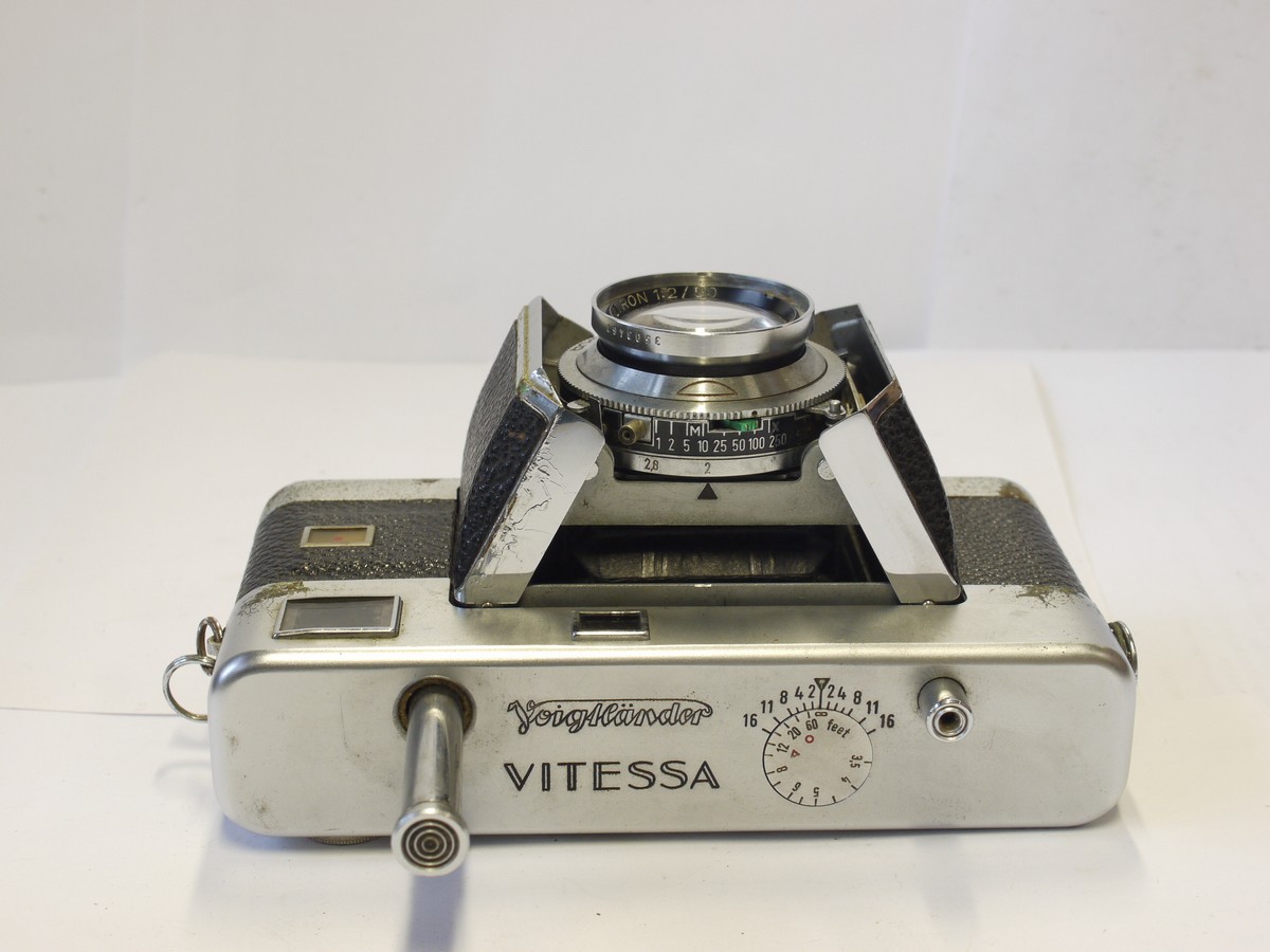 mwclassiccameras-20240229-322 Voigtlander Vitessa 35mm coupled rangefinder camera with barn doors & top plunger wnd-on, with 50mm f2 Ultron lens in Synchro Compur shutter