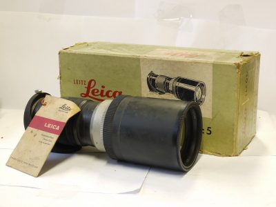 Leitz Wetzlar 400mm f5 Telyt L39 /Visoflex mout lens (TLCOO) with built-in lens hood & tripod mount + Service card & Leitz Box