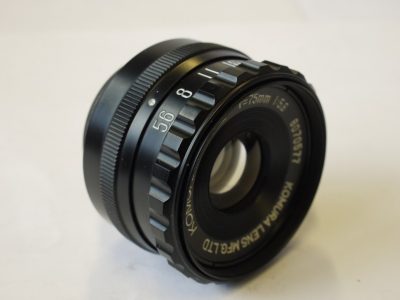 Komura 75mm f5.6 Komuranon-E Enlarging lens, L39 screw mount + keeper case & box