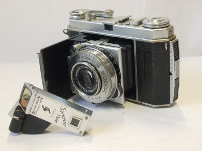 Kodak Stereo camera, 35mm, with brown covering & 35mm f3.5 Kodak Anstigmat lenses