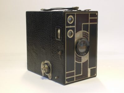 Kodak No.2A Beau Brownie Art-Deco Burgundy & Black Two Toned Coloured Box Camera, with Handle