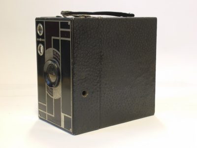 Kodak No.2A Beau Brownie Art-Deco Burgundy & Black Two Toned Coloured Box Camera, with Handle
